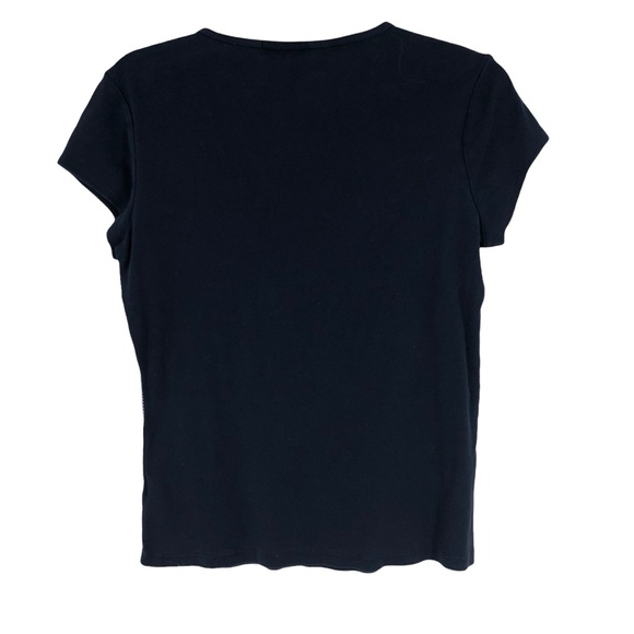 VTG Blue Canyon Handkerchief Style Top SZ L Navy Blue, Cap Sleeves, Rhinestones - Picture 3 of 8